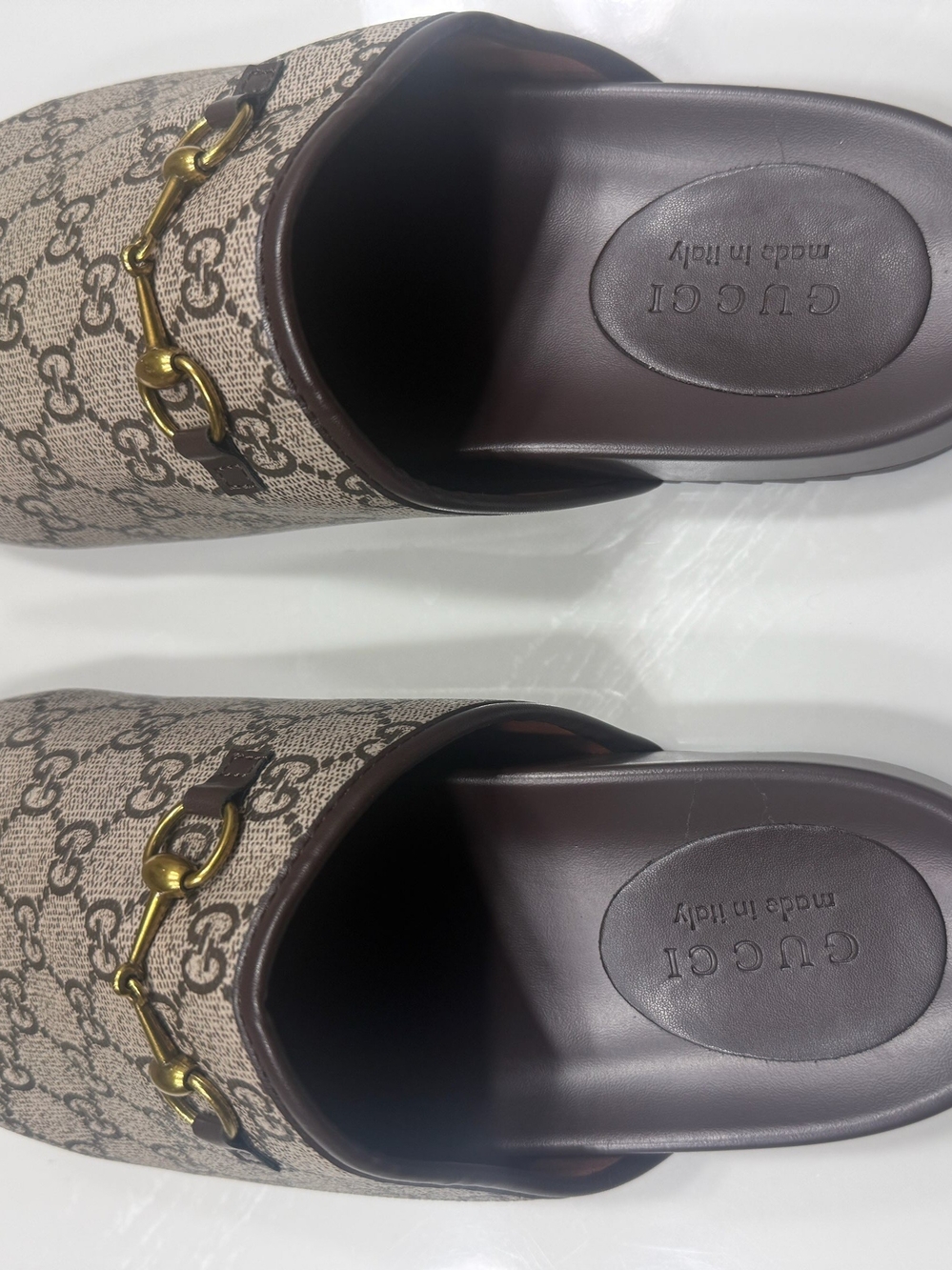 Gucci Beige GG Supreme Canvas Horsebit Slide Mules - Picture 4 of 4